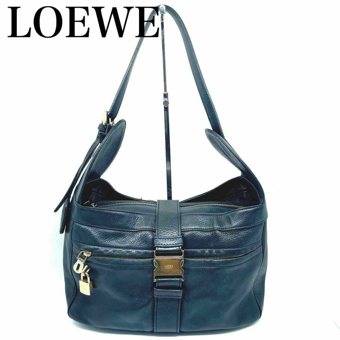 LOEWE ロエベ ワンショルダー ハンドバッグ レザー ブラック ...