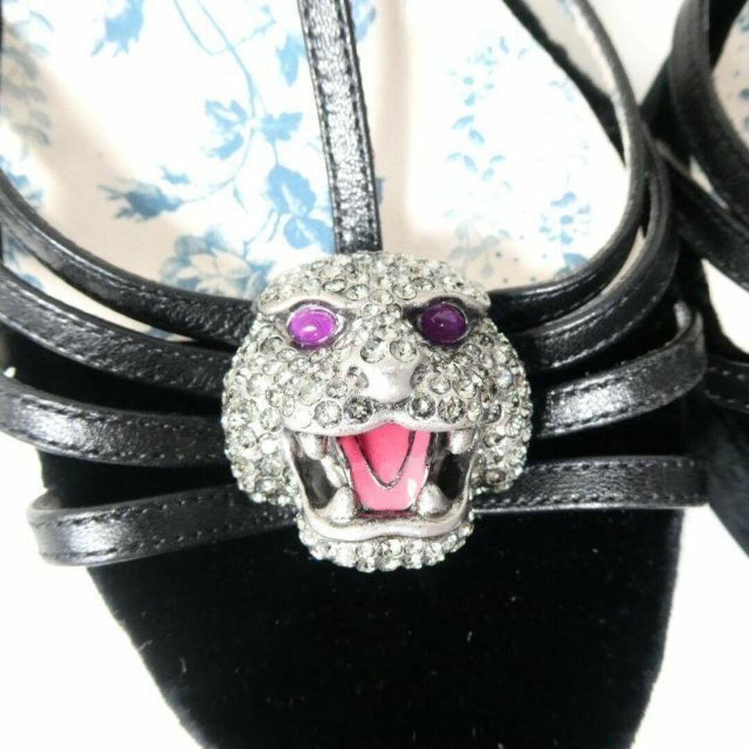 Gucci - 美品 GUCCI ベロア タイガー ビジュー アンクルストラップ