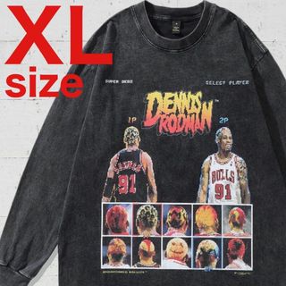 デニス・ロッドマン Rodman ゲーム ブルズ 長袖 Tシャツ XL ブラックの ...