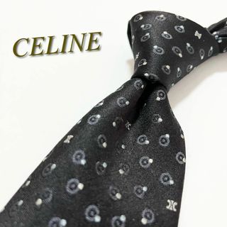 セリーヌ(celine)の【美品】セリーヌ ネクタイ マカダム小紋柄 トリオンフ シルク イタリア製(ネクタイ)