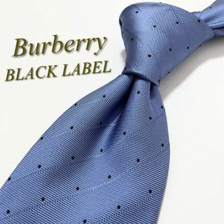 バーバリーブラックレーベル(BURBERRY BLACK LABEL)の【極美品】バーバリー ブラックレーベル ネクタイ ストライプ×ドット柄 シルク(ネクタイ)