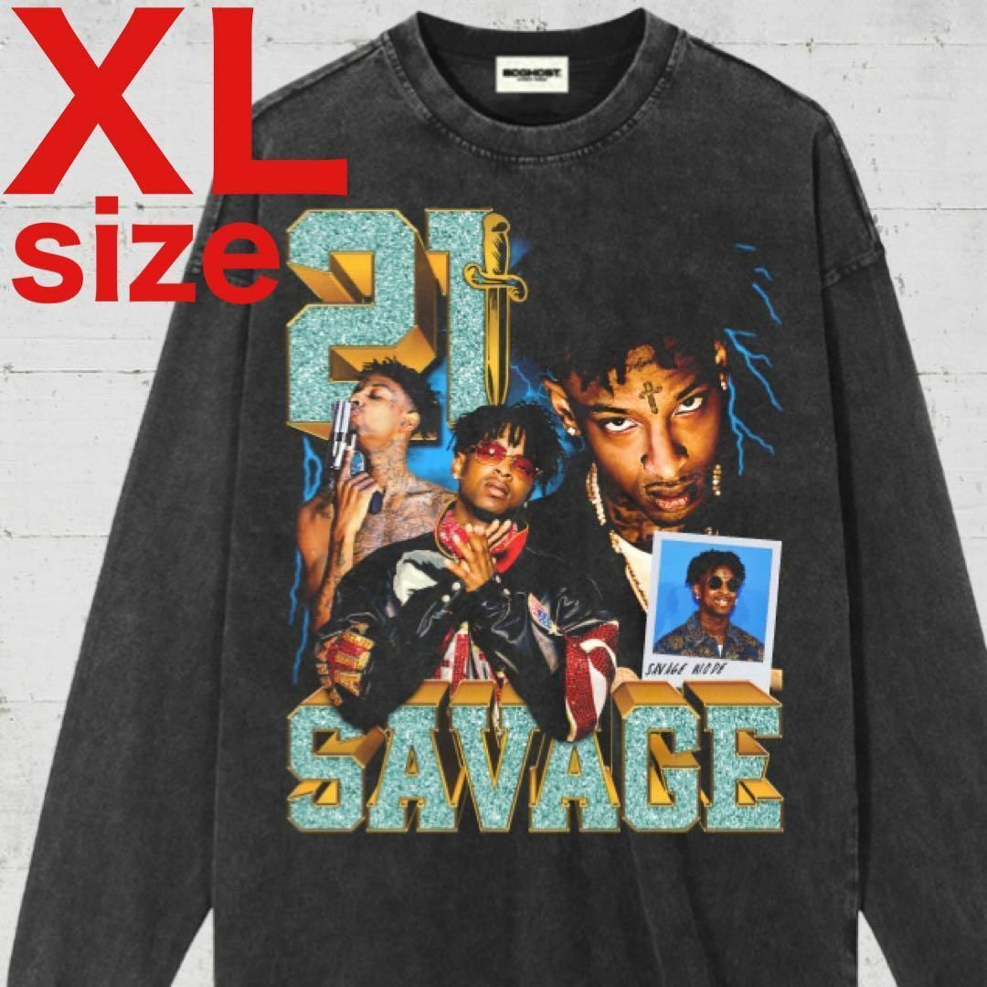 【希少】21Savage　21サヴェージ　長袖　Tシャツ　ロンT　ブラック　XL