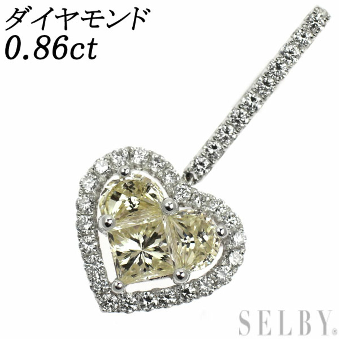K18WG ダイヤモンド ペンダントトップ 0.86ct ハート - ネックレス