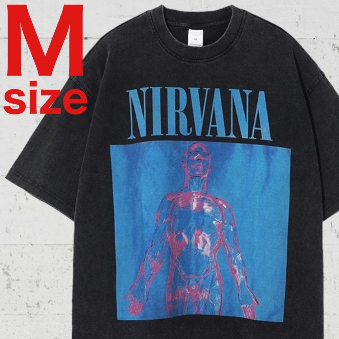 NIRVANA　ニルヴァーナ　ヴィンテージ加工　半袖Tシャツ　ブラック　Mサイズ