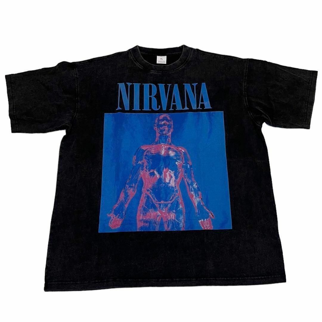 NIRVANA　ニルヴァーナ　ヴィンテージ加工　半袖Tシャツ　ブラック　Mサイズ