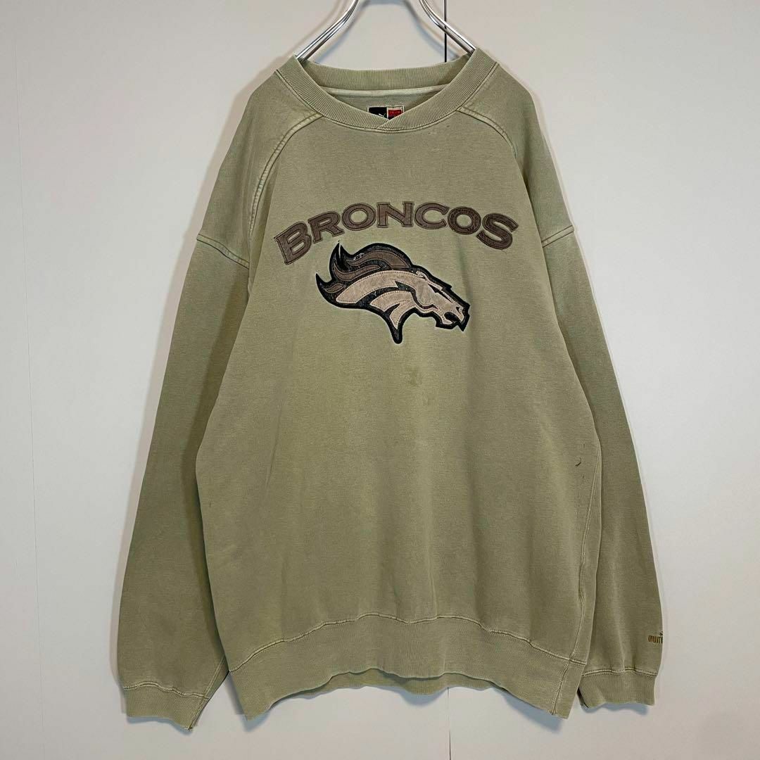 PUMA - 【くすみカラー、ビッグ刺繍ロゴ】NFL BRONCOS古着スウェット