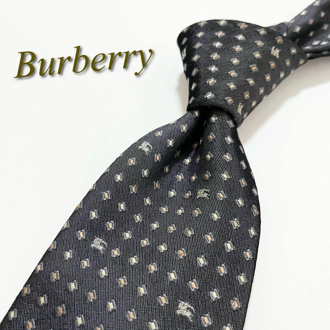 【美品】バーバリー ネクタイ 小紋柄 ホースロゴ ジャカード織 シルク