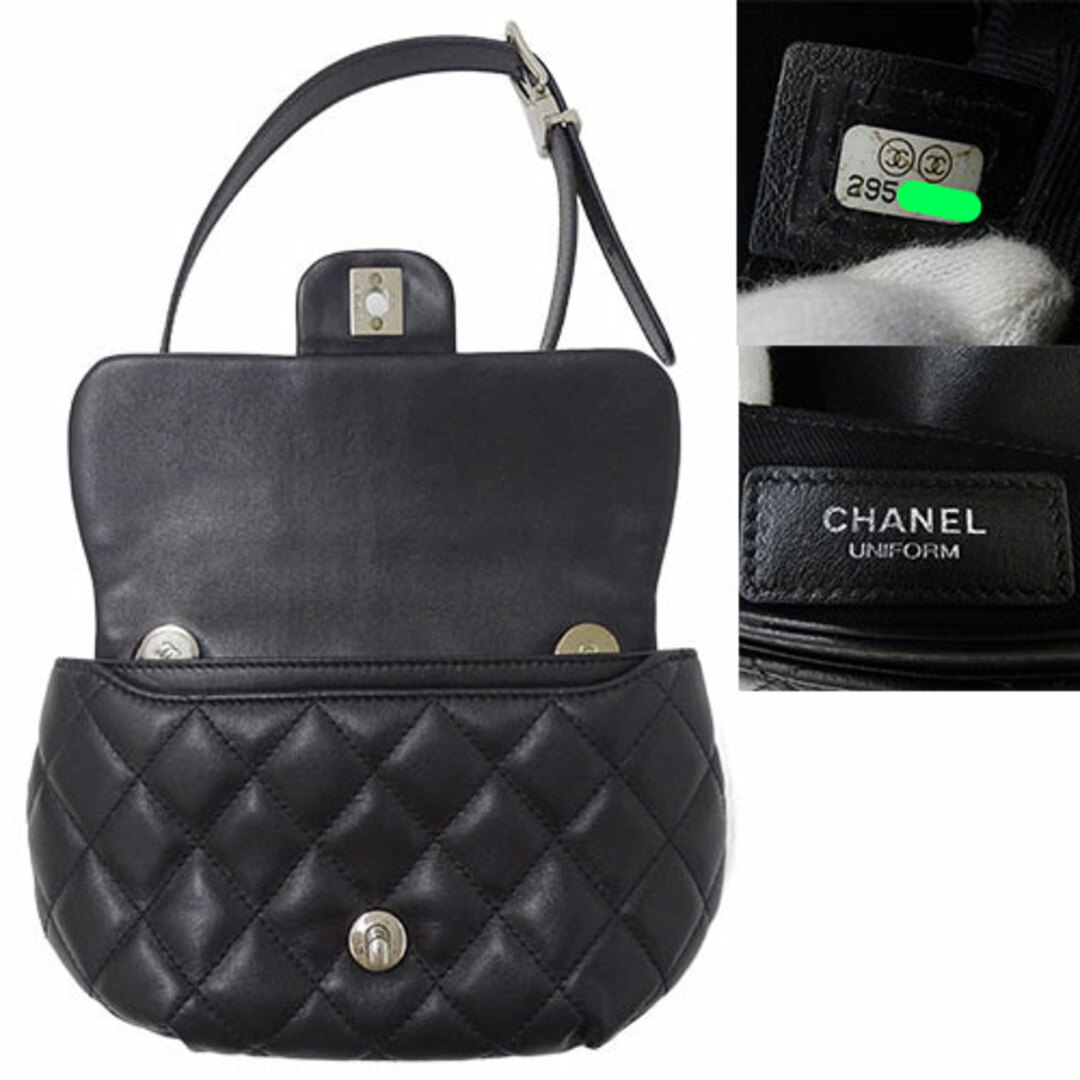 シャネル CHANEL バッグ マトラッセ レディース ブランド ボディバッグ ウエストバッグ ショルダーバッグ ラムスキン ブラック シルバー金具 シャネルユニフォーム