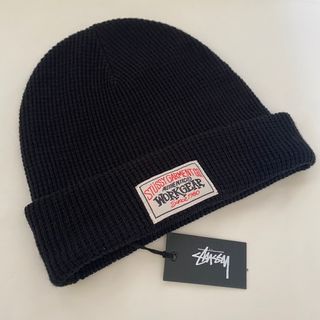 ステューシー(STUSSY)の海外限定　★新品★ STUSSY ステューシー　ワークギア　ビーニー　ブラック(ニット帽/ビーニー)