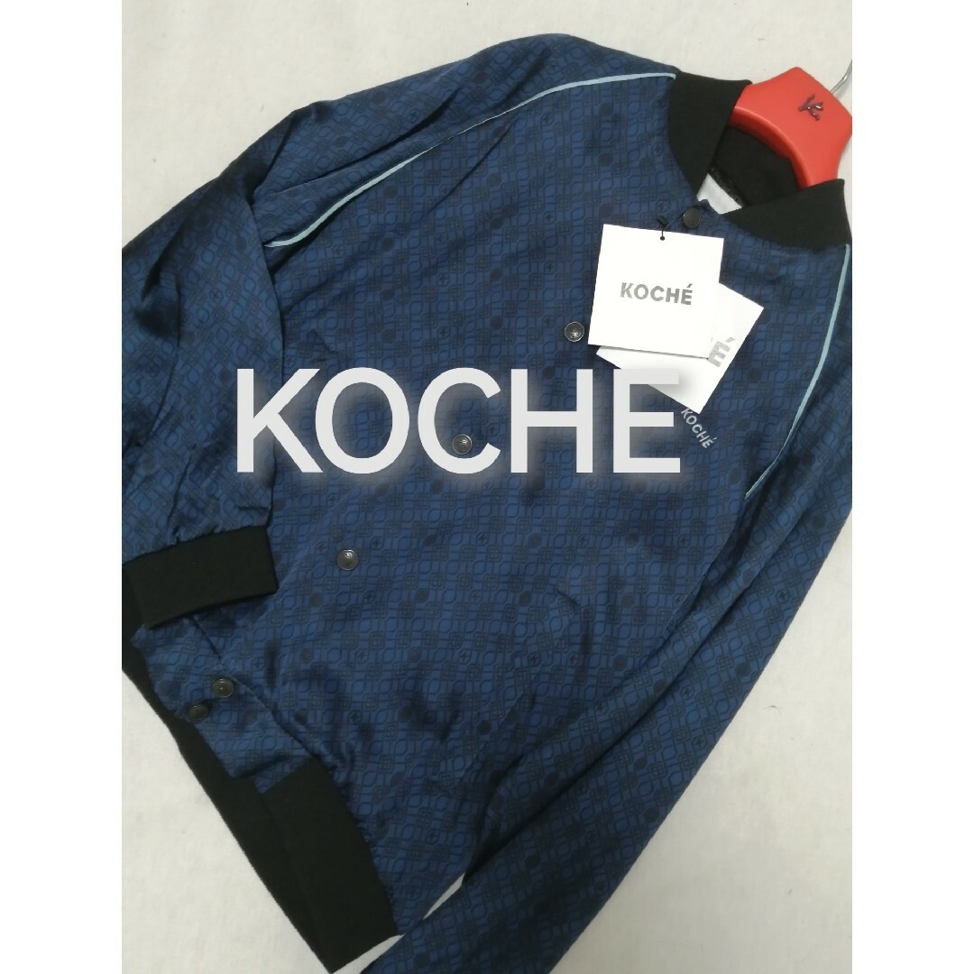 ★新品・メンズ★【KOCHE コシェ】ブルゾン　ロゴ　総柄　M　ブルー