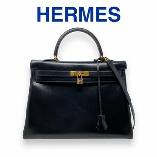 エルメス(Hermes)のエルメス ケリー35 ボックスカーフ 内縫い ハンドバッグ ブラック レディース(ハンドバッグ)