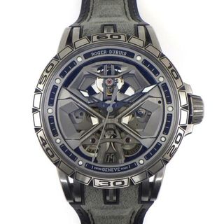 ロジェデュブイ(ROGER DUBUIS)のロジェ・デュブイ ROGER DUBUIS 腕時計 エクスカリバー ウラカン スパイダー RDDBEX0748 グレー/スケルトン文字盤 デイト 裏スケ ラバー 自動巻き 【箱・保付き】 【中古】(腕時計(アナログ))