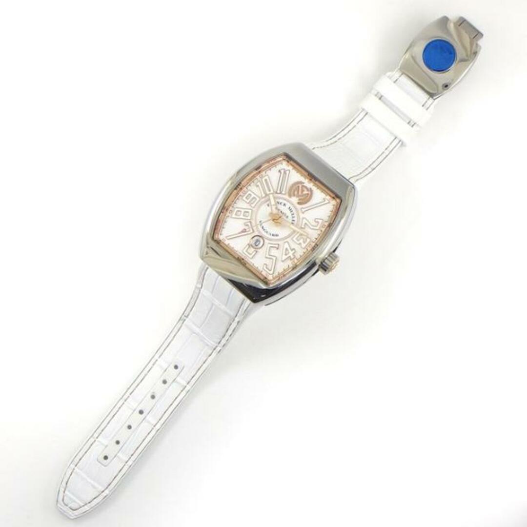 フランクミュラー FRANCK MULLER 腕時計 ヴァンガード V45SCDTSTGJ ホワイト文字盤 白 デイト カレンダー K18PG SS 革 ラバー 自動巻き