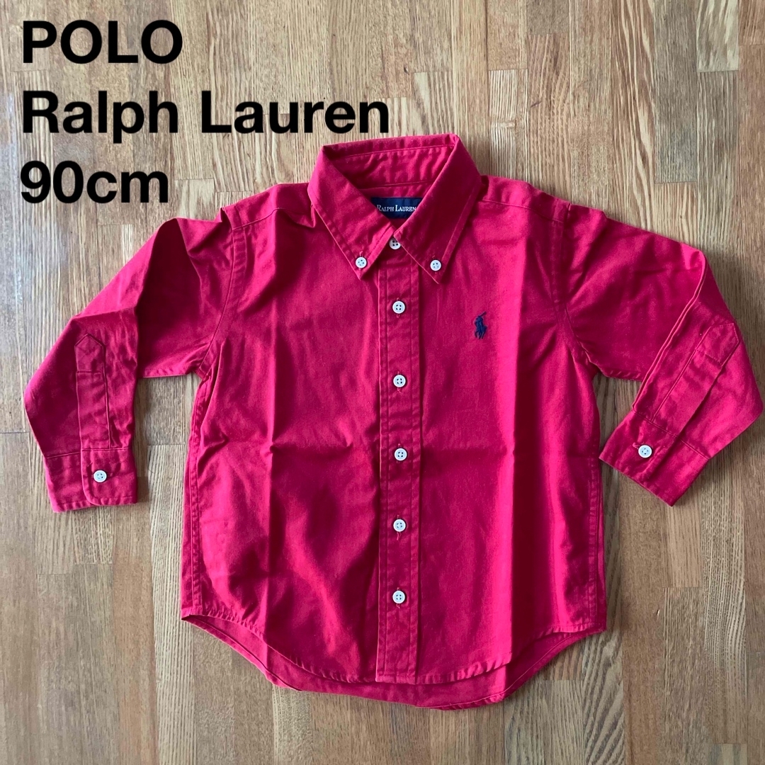 POLO RALPH LAUREN(ポロラルフローレン)の美品☆POLO Ralph Lauren☆赤いボタンダウンシャツ 100cm キッズ/ベビー/マタニティのキッズ服男の子用(90cm~)(ブラウス)の商品写真