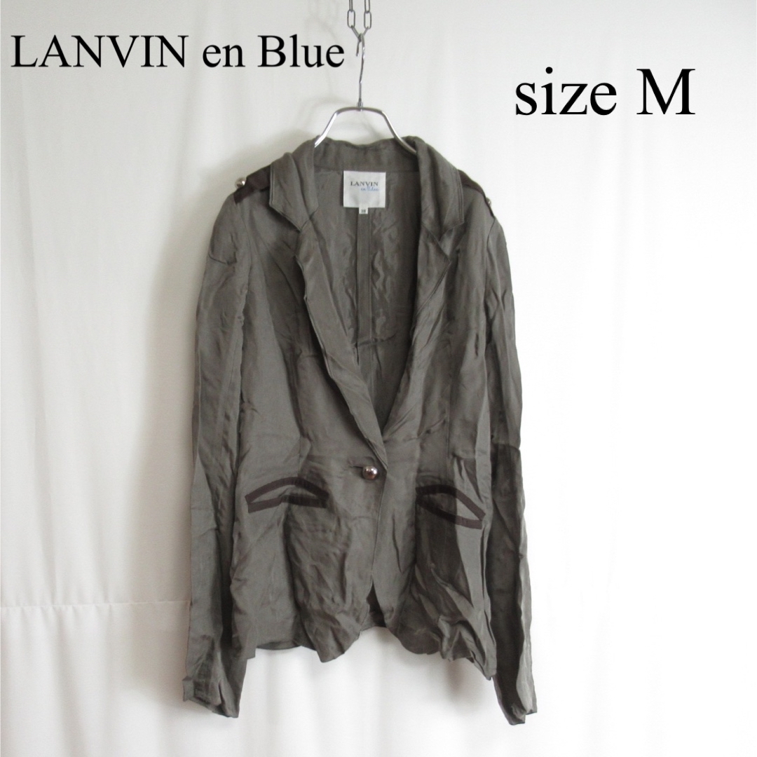 LANVIN en Blue サテン テーラード ジャケット カーディガン 38