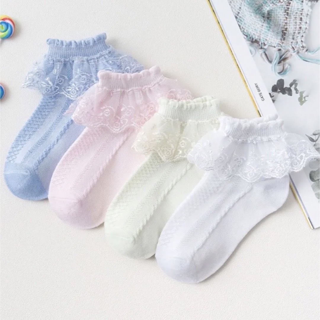 休日限定 フリル 白 ソックス フォーマル キッズ 女の子 17cm