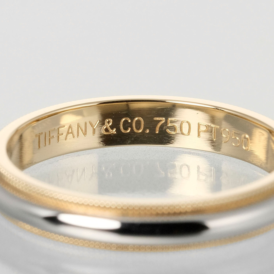 【TIFFANY&Co.】ティファニー ミルグレイン バンド 3.5mm 6.28g トゥギャザー Pt950プラチナ×K18イエローゴールド 19号  レディース リング・指輪