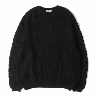 COOTIE クーティー ニット ブラック 黒 サイズ:L 23SS ジャガード コットンニット オーバーサイズ セーター 3D Jacquard Knit L/S Crew ブラック 黒 トップス カットソー シンプル カジュアル ストリート ブランド【メンズ】【美品】