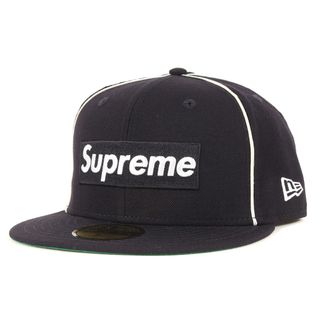 美品Supreme NewEraコラボ パイピングキャップ 7-1/2 ネイビー-