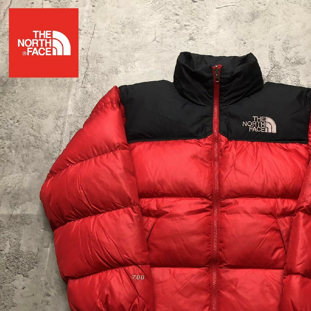 THE NORTH FACE(ザノースフェイス)のザノースフェイス　ダウンジャケット　レッド　メンズXS　700フィル　ヌプシ メンズのジャケット/アウター(ダウンジャケット)の商品写真