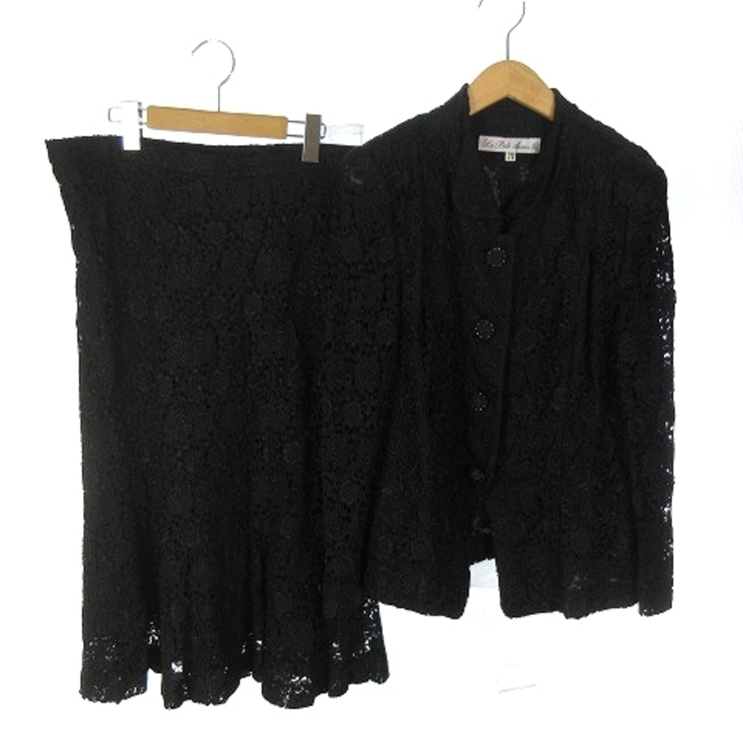 ラ・ベルセゾン セットアップ ジャケット スカート 刺繍 黒 13 ■SM1