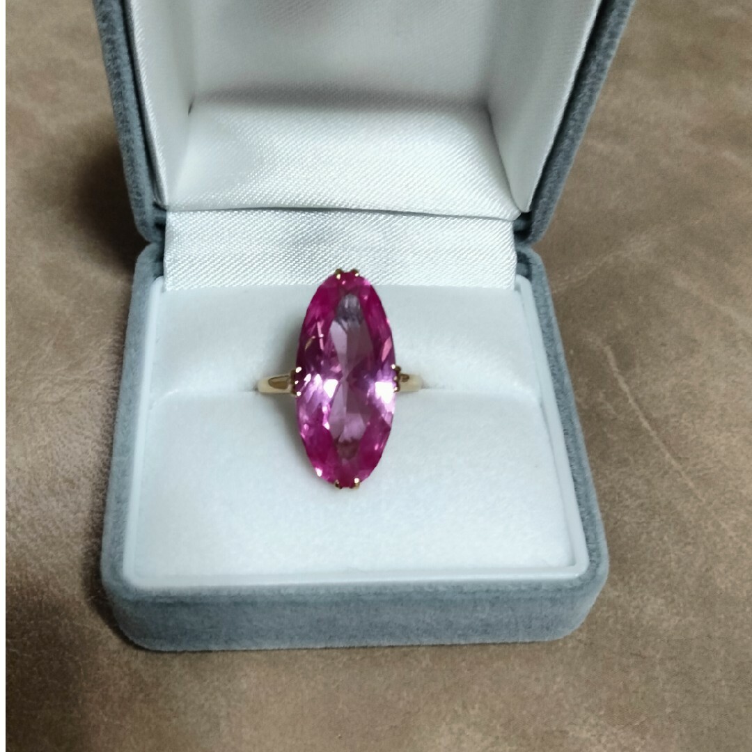 リング 指輪 K18 千本透かし ピンク石✨キラキラ綺麗です♥-