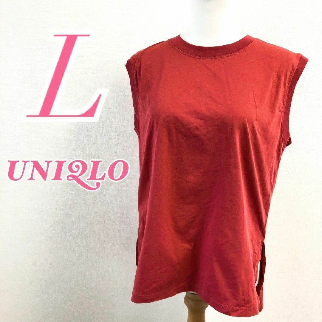 UNIQLO ユニクロ 半袖ブラウス レッド きれいめ L オフィスカジュアル