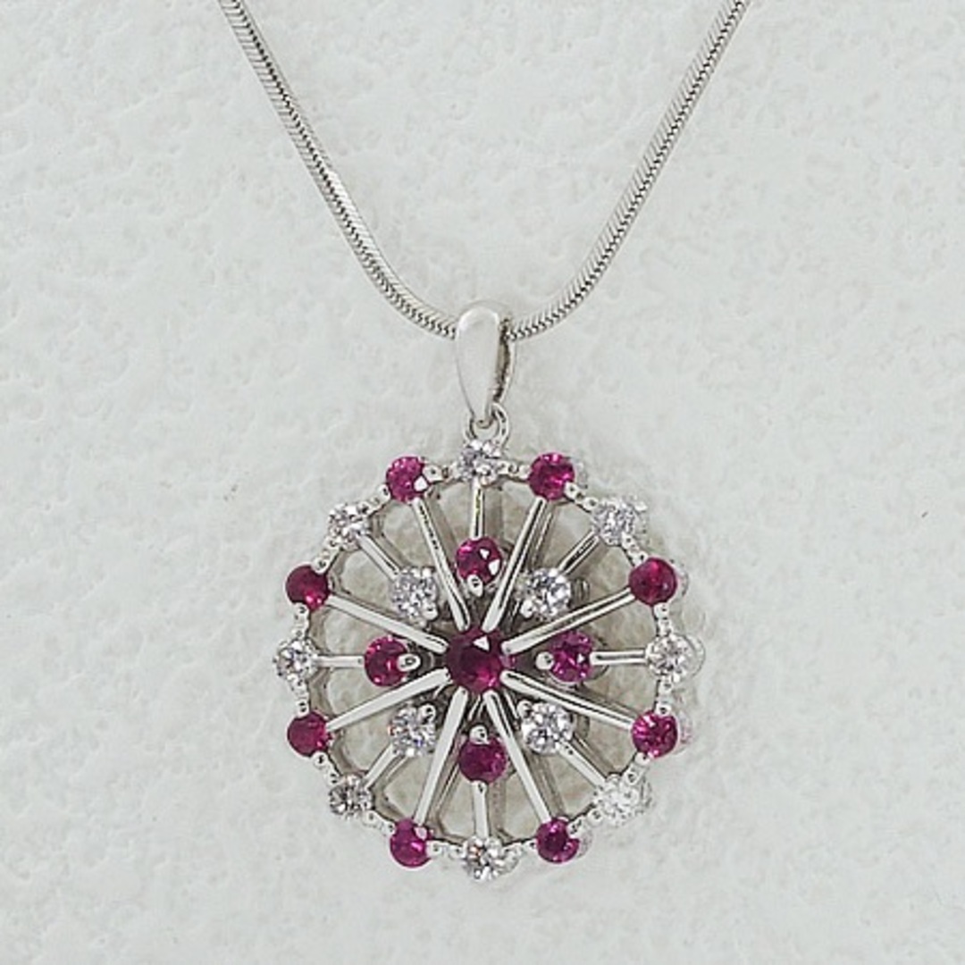 ルビー/0.57ct ダイヤモンド/1.2ct ラウンドモチーフ ネックレス Pt900/Pt850