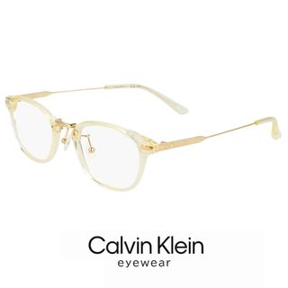 カルバンクライン(Calvin Klein)の【新品】 メンズ カルバンクライン メガネ ck23554lb-749 49mm calvin klein 眼鏡 おしゃれ めがね ウェリントン コンビネーション フレーム クリスタル イエロー(サングラス/メガネ)