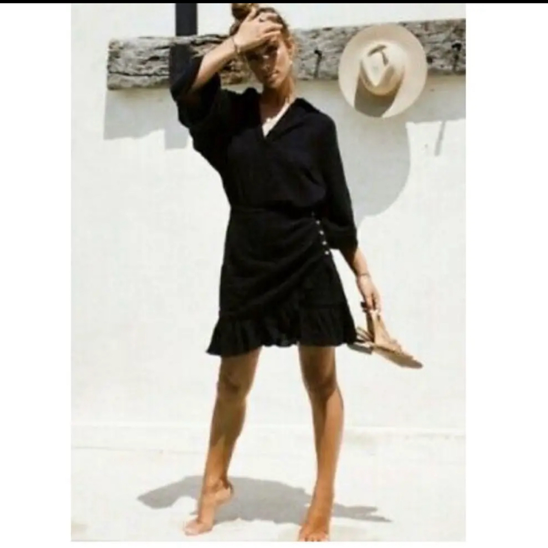 asos(エイソス)のsabo skirt フリル　ワンピ　新品 ブラック レディースのワンピース(ミニワンピース)の商品写真