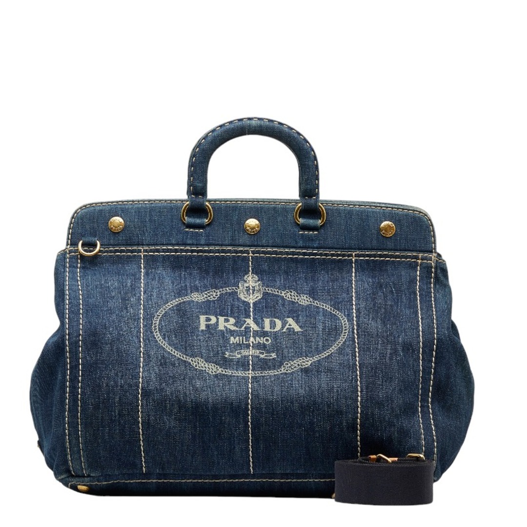 プラダ ロゴ ステッチ デニム ハンドバッグ ショルダーバッグ 2WAY BN2028 キャンバス レディース PRADA 【1-0120155】