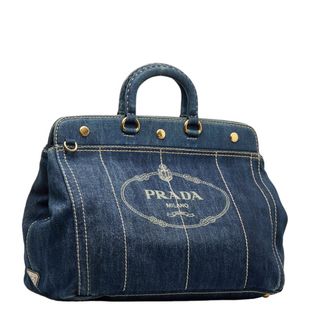 プラダ ロゴ ステッチ デニム ハンドバッグ ショルダーバッグ 2WAY BN2028 キャンバス レディース PRADA 【1-0120155】