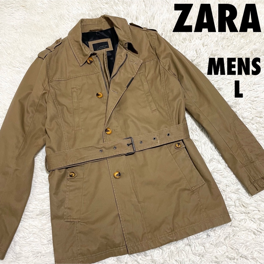 【美品✨】ZARA MAN ザラ　トレンチコート　ライナー付　ベルト　ネイビーL