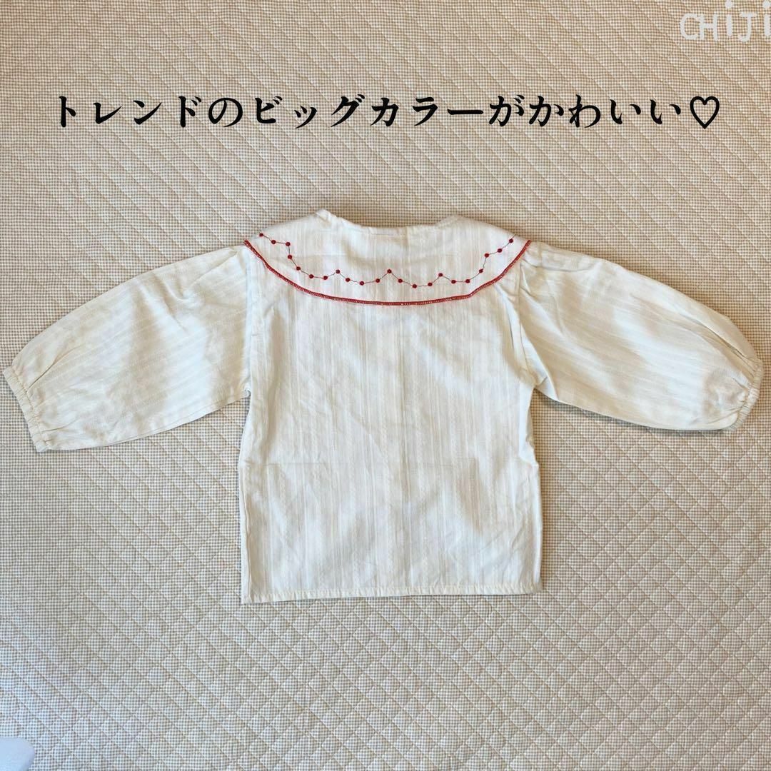 匿名配送 子供服 韓国 100 トップス 秋服 花刺繍 フラワー 長袖 ブラウス キッズ/ベビー/マタニティのキッズ服女の子用(90cm~)(ブラウス)の商品写真