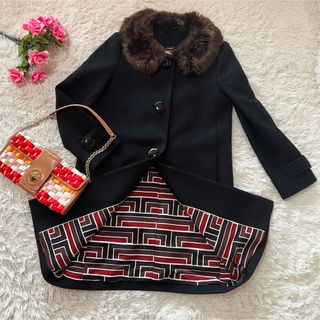 美品】ケイトスペード 定価8万円 コート ブラック ファー コラボ