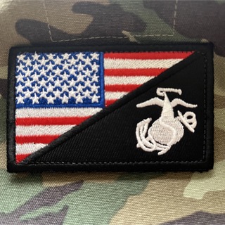 USA FLAG USMC MARINE 国旗 刺繍 パッチ ワッペン 白赤(個人装備)