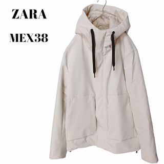 ザラ(ZARA)の【人気❣️】メンズ ZARAフード付きナイロンジャケット　アイボリー(マウンテンパーカー)