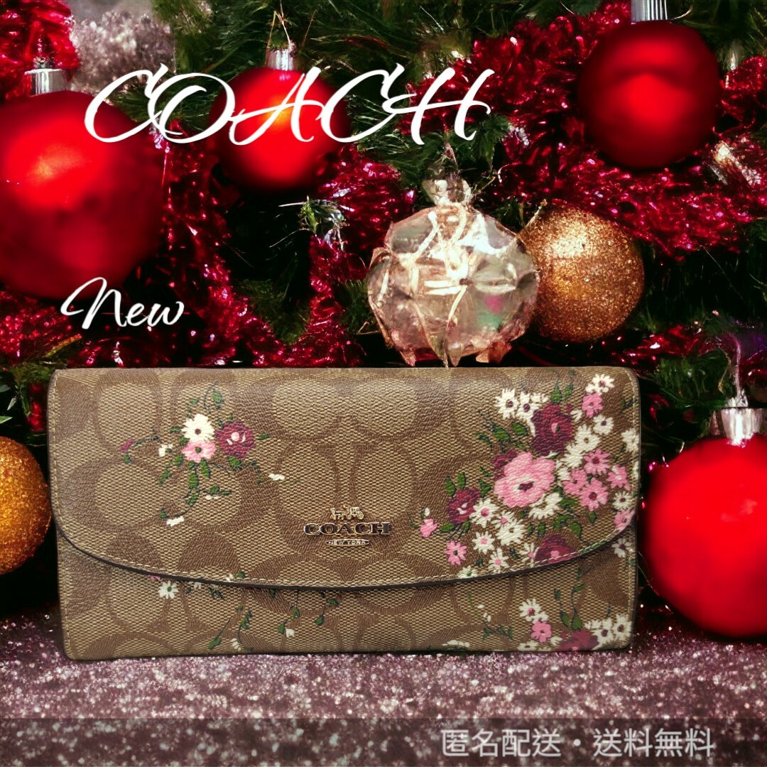 ⏹️未使用⏹️F29395 COACH コーチ 長財布 花柄エンベロープ 2