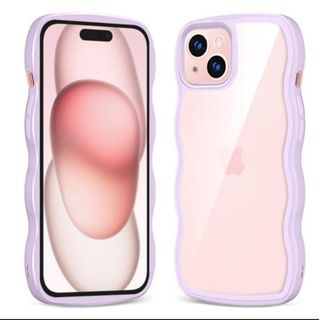 iPhone 15 ケース クリア 全面保護 人気 韓国 かわいい パープル(iPhoneケース)