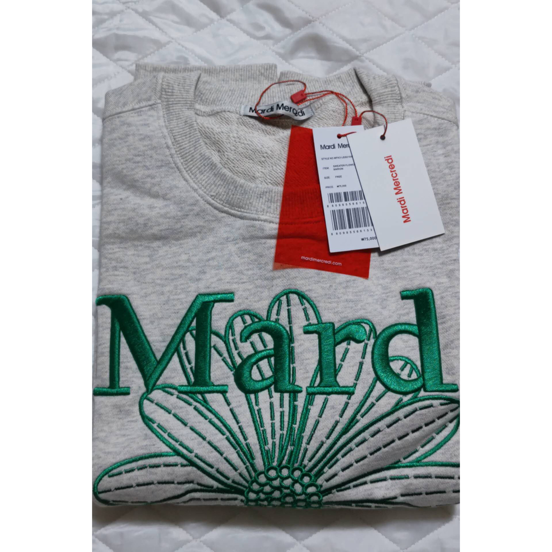 マルディメクルディMardi Mercrediスウェットオートミールグリーン刺繍