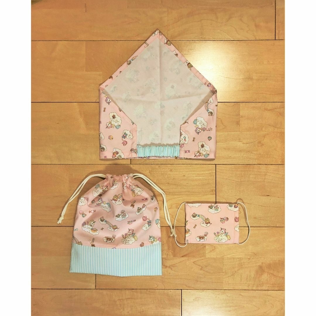パープル ユニコーン ゆめかわ 三角巾 リバーシブル 色違い オーダー品 パープル ユニコーン ゆめかわ 三角巾 リバーシブル 色違い オーダー品