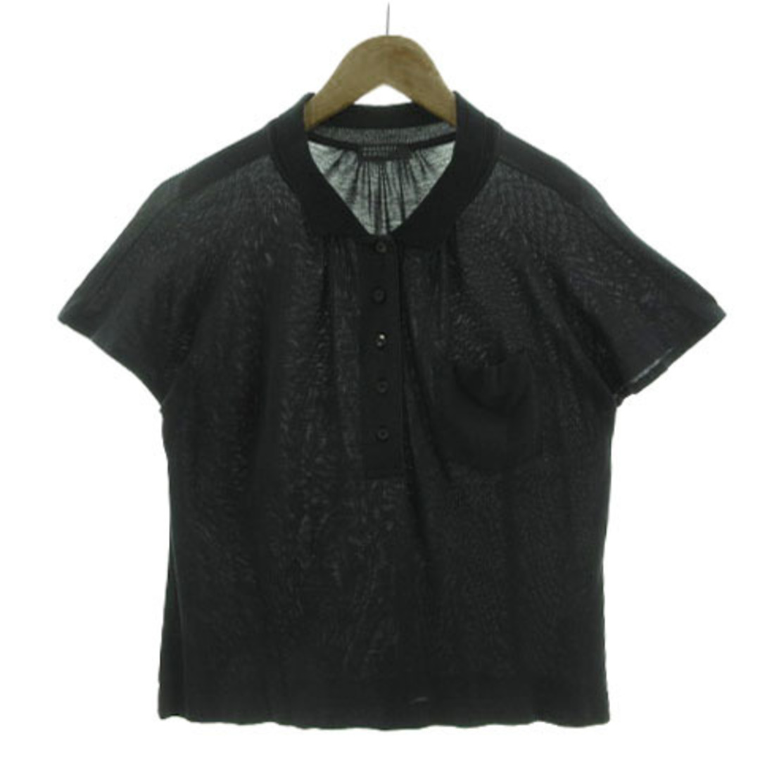 マーガレットハウエル ポロシャツ 半袖 胸ポケ イタリア製 シルク70％ 黒 2