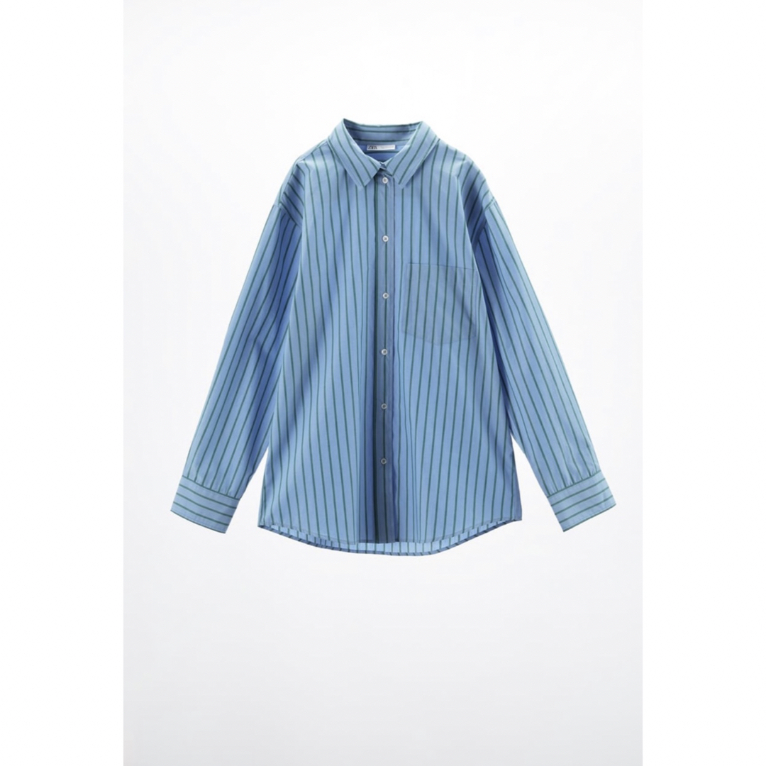 【完売商品】ZARA ストライプ柄オーバーサイズシャツ ストライプシャツ 空色