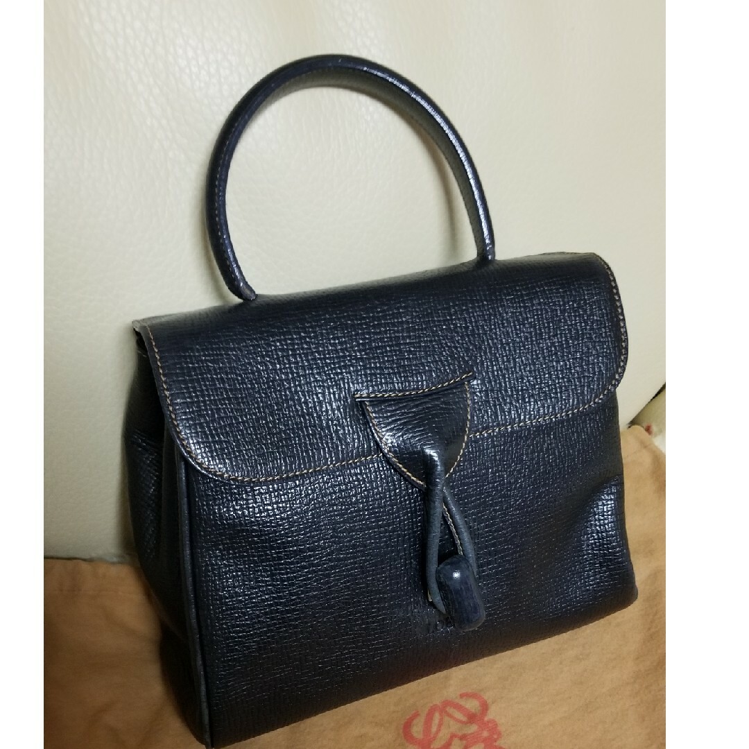 ハンドバッグヴィンテージ品◆LOEWE　ロエベ◆ターンロック　エンボスレザー　バッグ