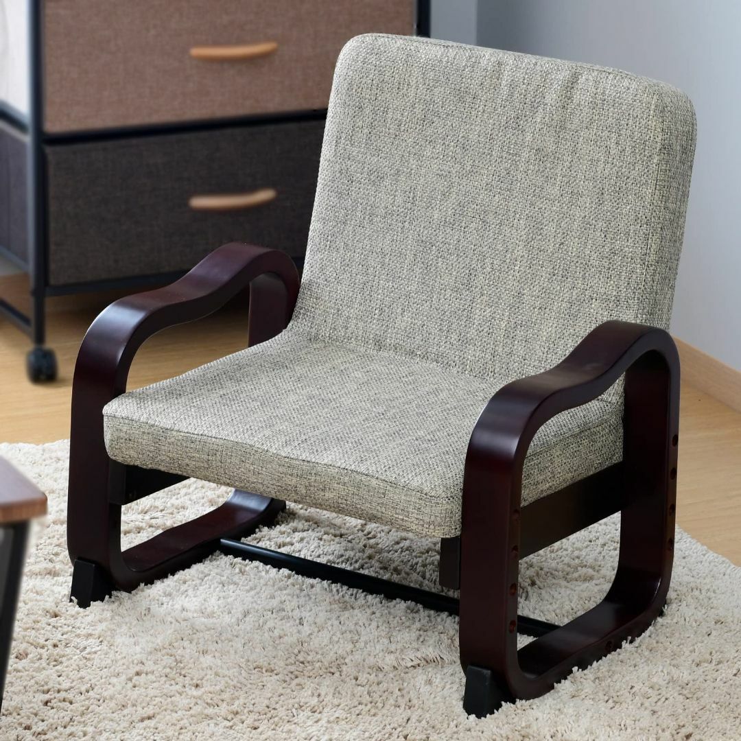 【色: ベージュ】[山善] 座椅子 コンパクト 座敷用椅子 (高さ調節/折りたた