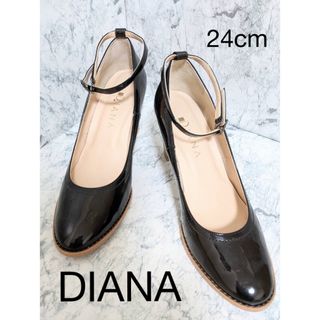 ダイアナ(DIANA)のDIANA パンプス　24cm ブラック　ベージュ　太ヒール(ハイヒール/パンプス)