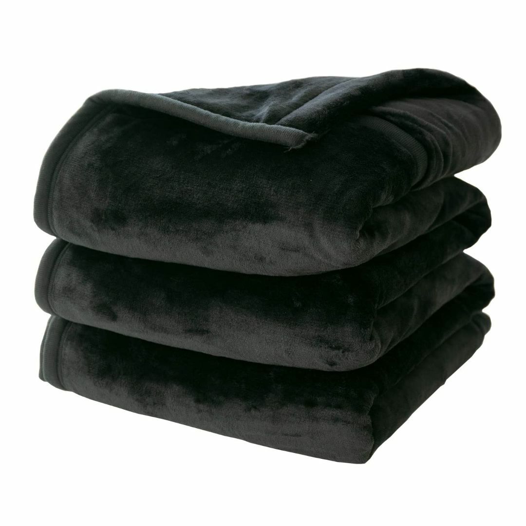【色: ブラック】リプラクオール 合わせ毛布 シングル ブラック 中綿入り 三層