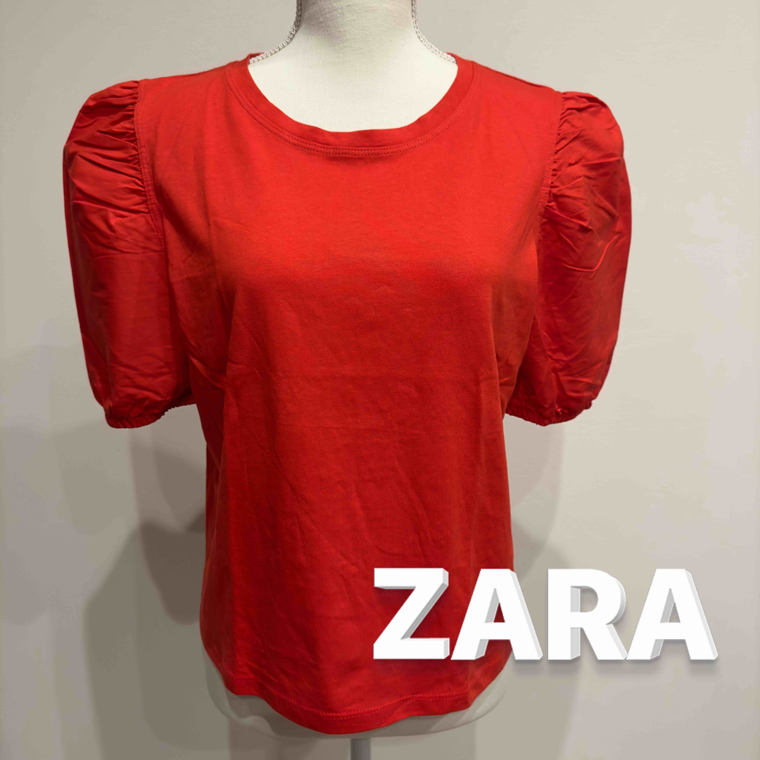 ZARA(ザラ)のザラ ZARA パフスリーブ Tシャツ Lサイズ レディースのトップス(Tシャツ(半袖/袖なし))の商品写真