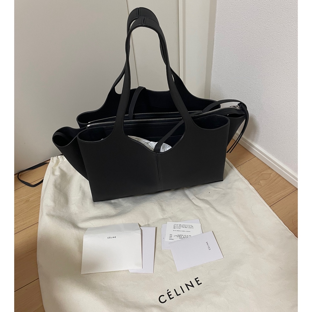 CELINE  セリーヌ　トリフォルド　レザー　トート　ハンド　バッグ　ブラック