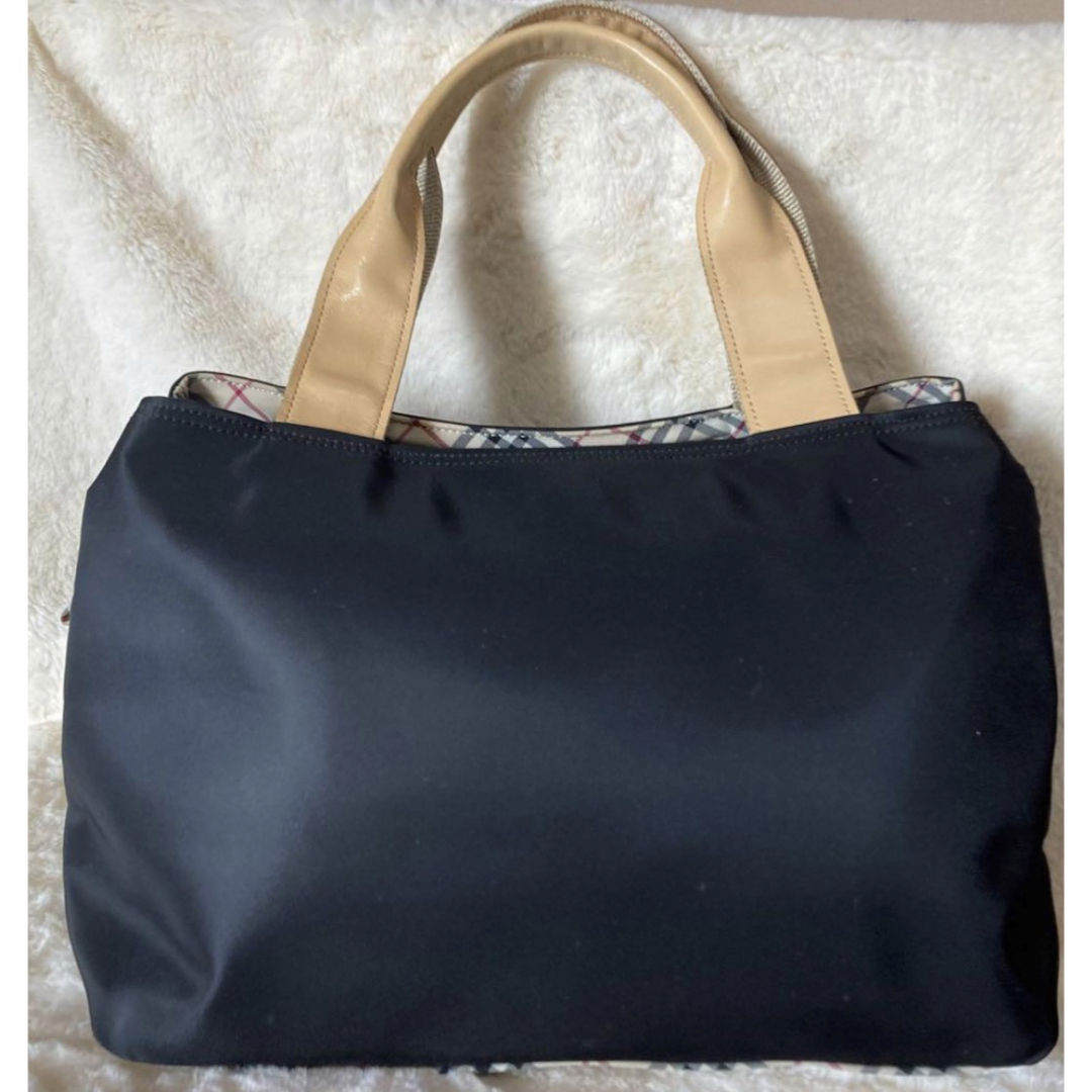 BURBERRY ナイロン×レザー ハンドバッグ トートバッグ ブラック系-